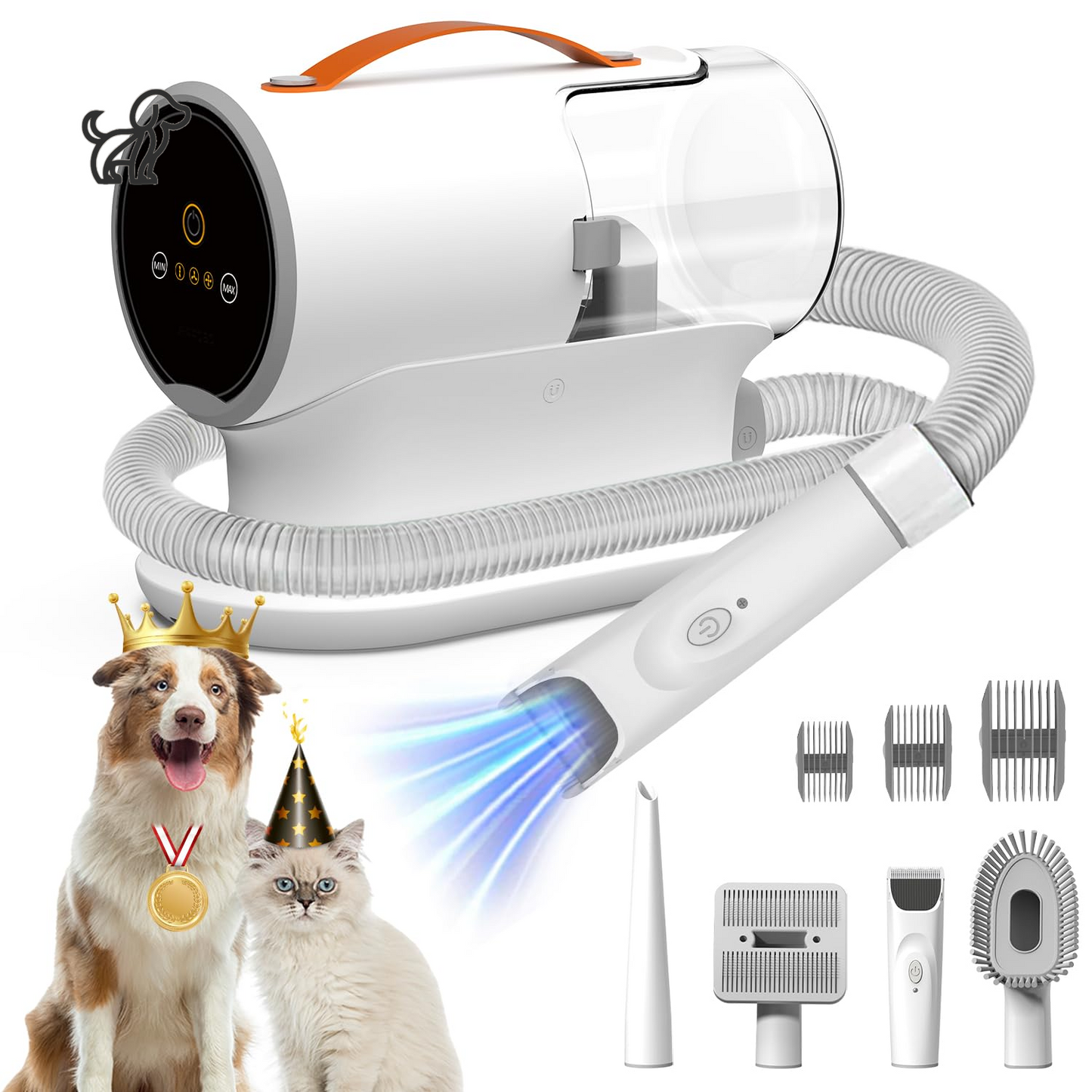 Pet Vacuum for Grooming - 12000Pa Suction, 2L Dust Cup, Low Noise, 3 Levels, 5 Grooming Tools