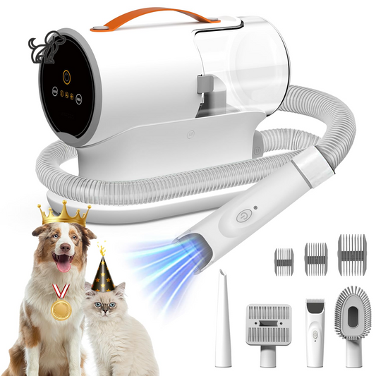 Pet Vacuum for Grooming - 12000Pa Suction, 2L Dust Cup, Low Noise, 3 Levels, 5 Grooming Tools