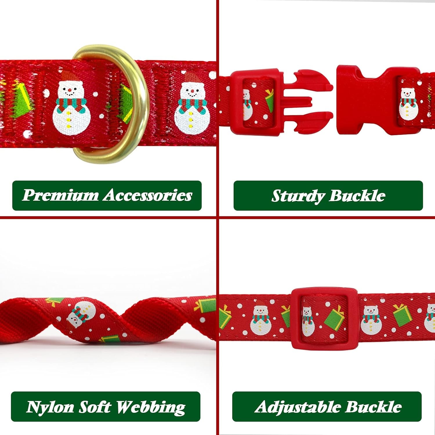 Christmas Dog Collar with Antler Bow Tie 