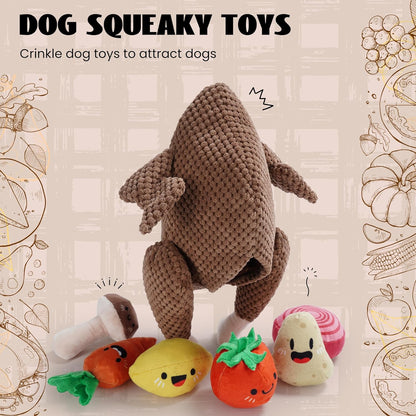 7 in 1 Thanksgiving Turkey Squeaky Dog Toys