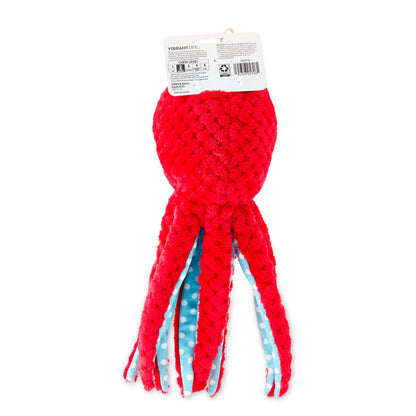 Plush Red Octopus Dog Toy