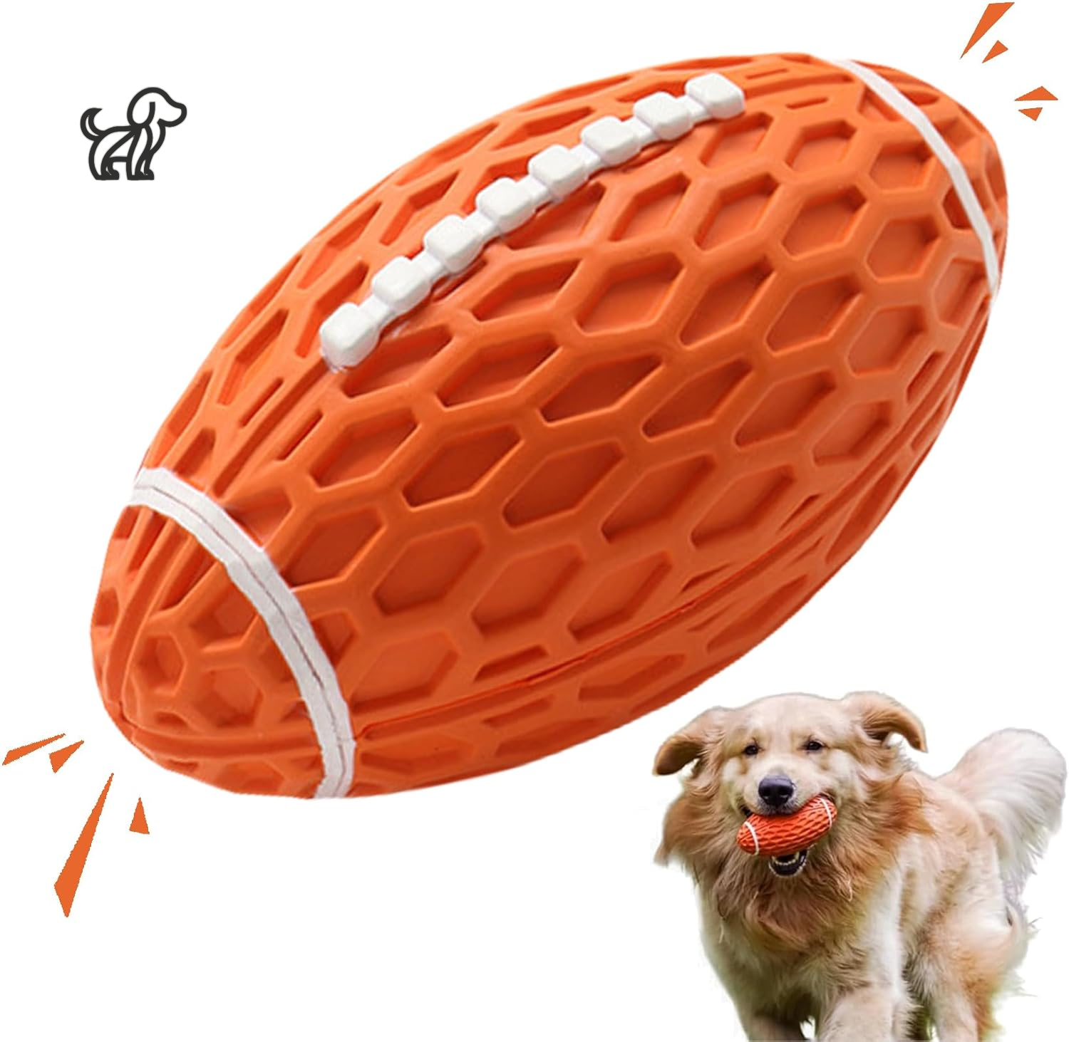 Squeaky Rubber Football Dog Toy