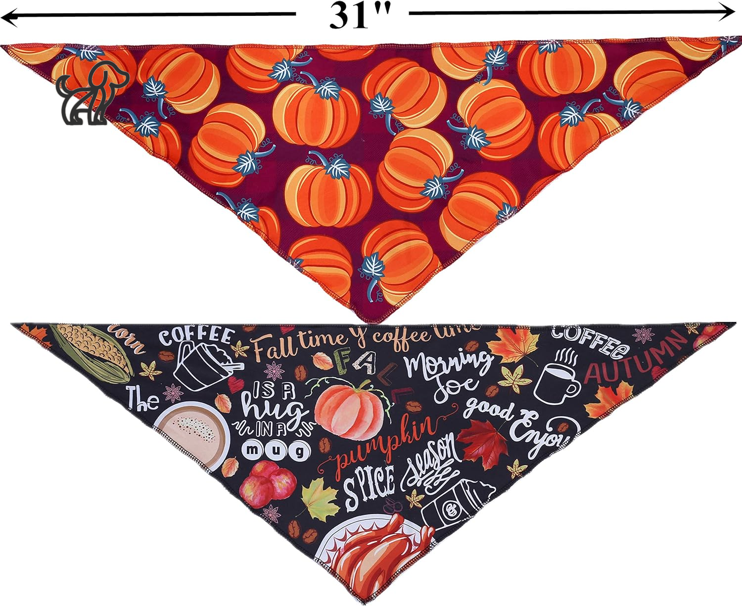 4 Pack Thanksgiving Dog Bandanas