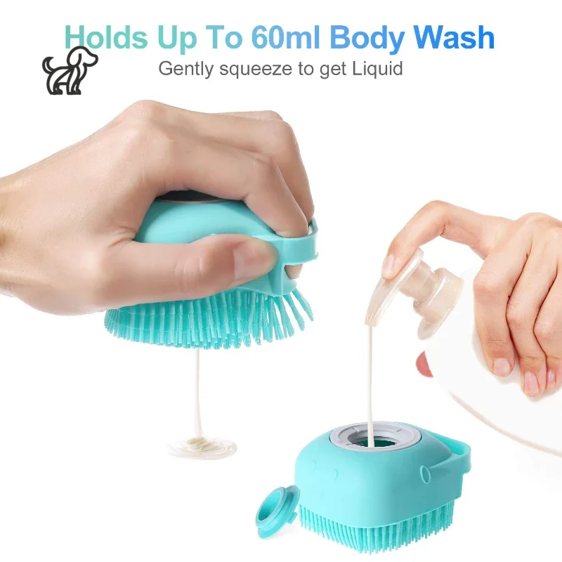 Pet Dog Shampoo Brush with Soap Dispenser