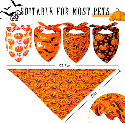 4 Pack Autumn Dog Bandanas for Large Dogs