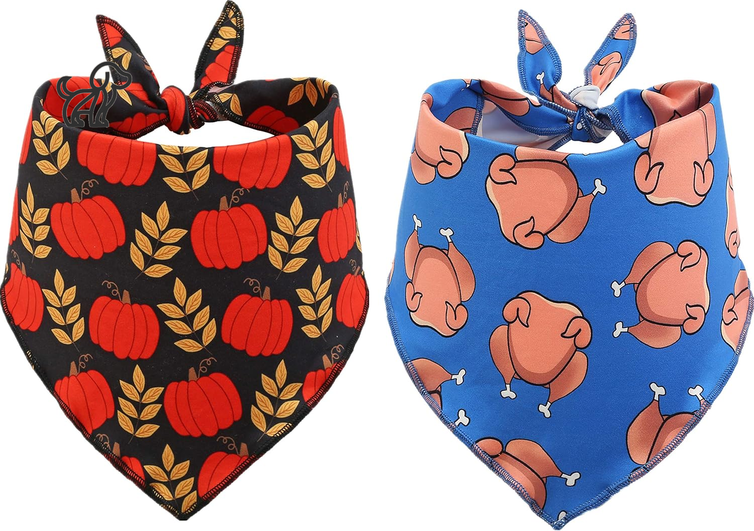 2 Pack Thanksgiving Bandanas for Dogs