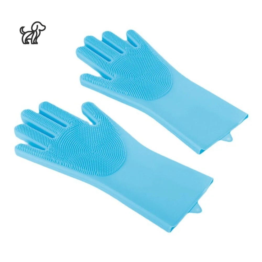 Soft Rubber Bath Brush and Massage Gloves for Dogs