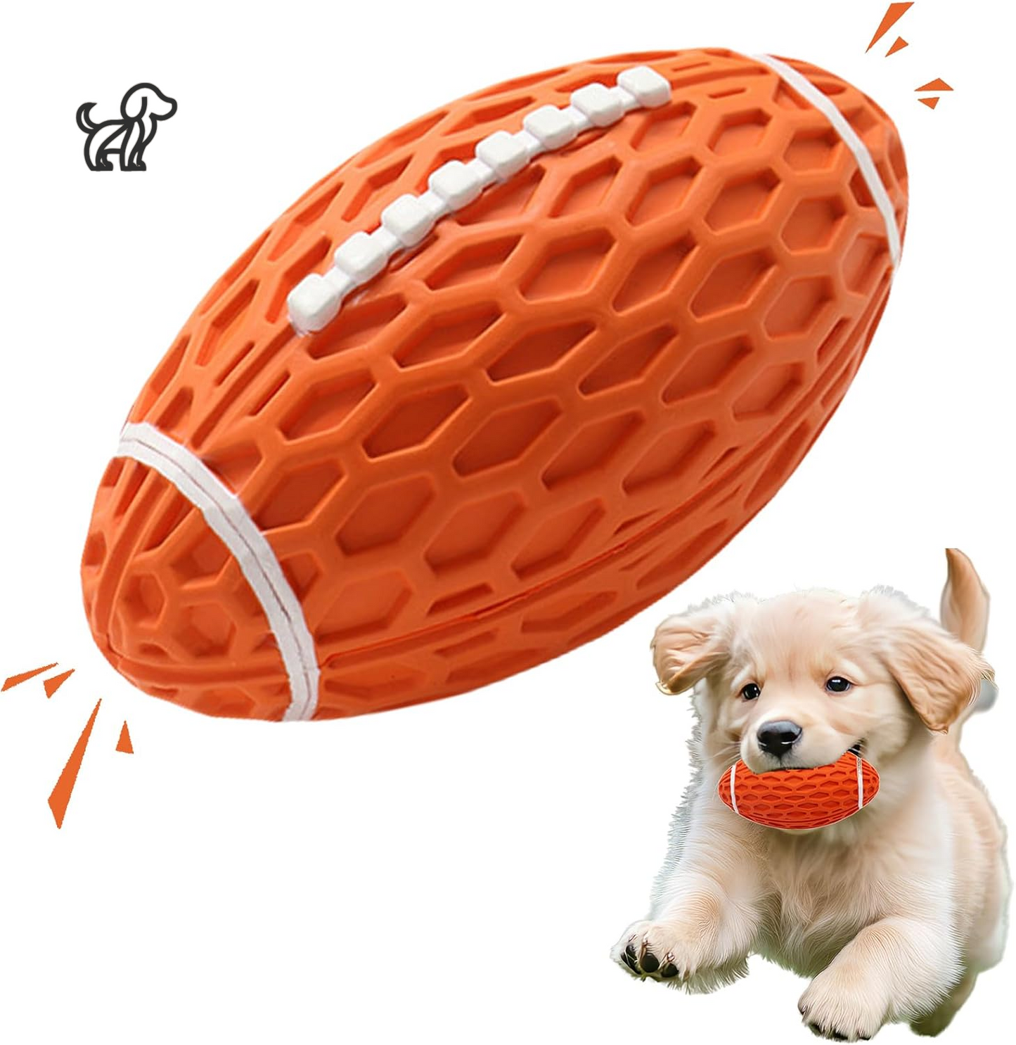 Squeaky Rubber Football Dog Toy