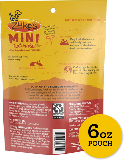 Zuke’S Mini Naturals Soft and Chewy Chicken Recipe - 6.0 OZ Bag