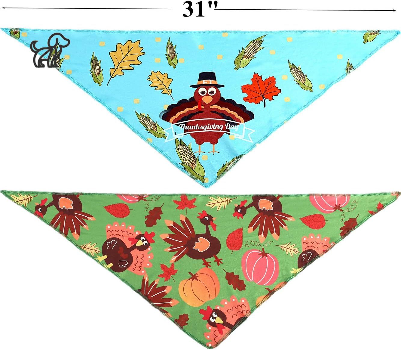 4 Pack Thanksgiving Dog Bandanas