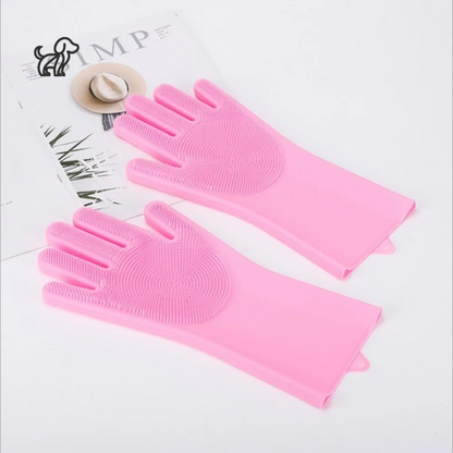 Soft Rubber Bath Brush and Massage Gloves for Dogs